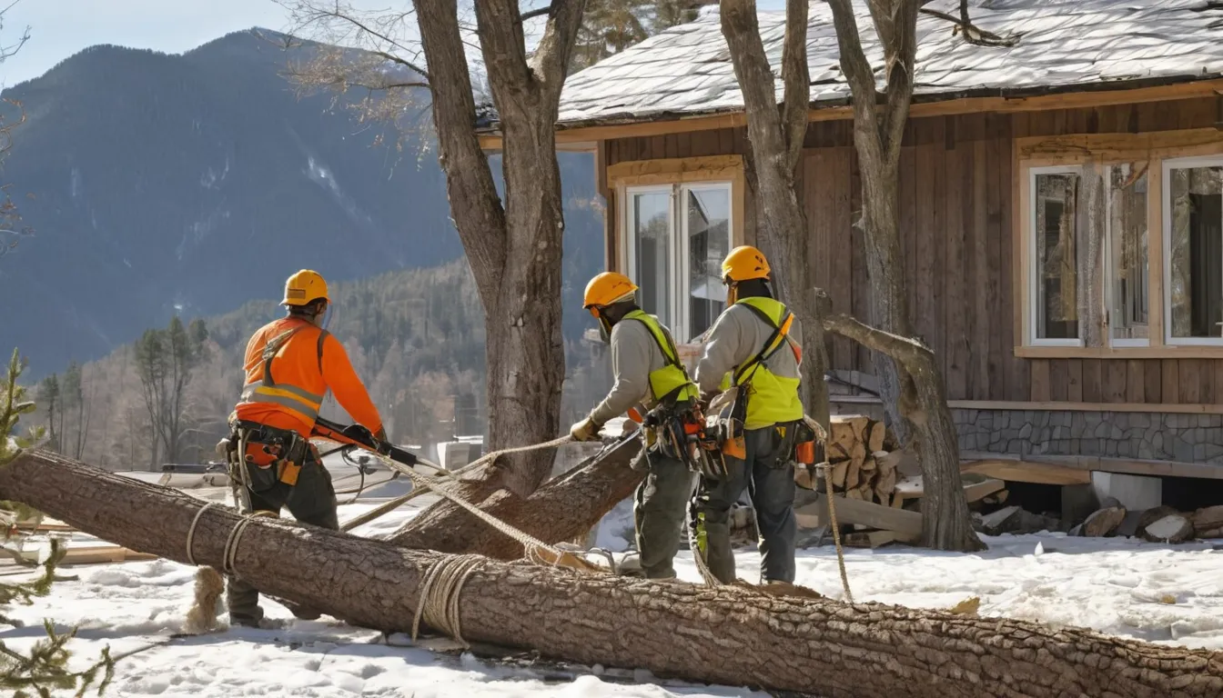 Tree removal provider working to clear a fallen tree from a Cedar Fort home after a storm